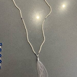 Elegant Silver and Cream Beaded Necklace